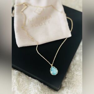 Kendra Scott Gold Necklace with Aqua Pendant